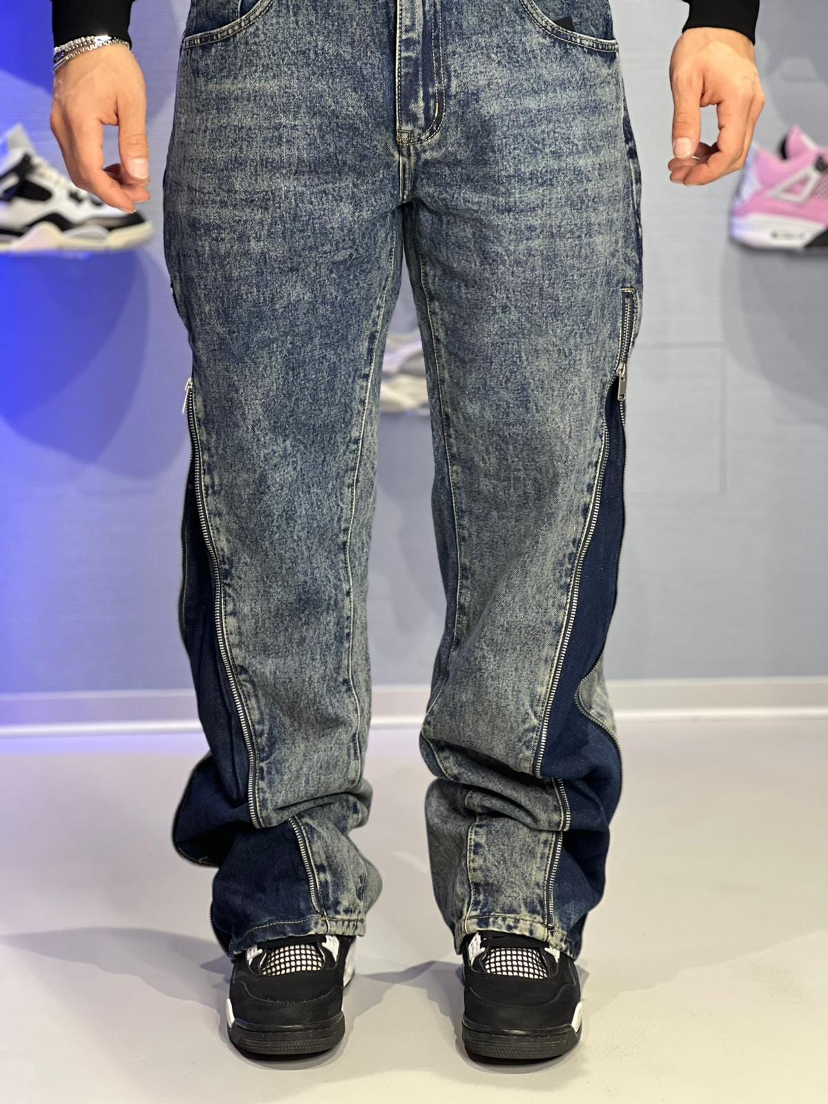 Jeans Flare con zip Denim