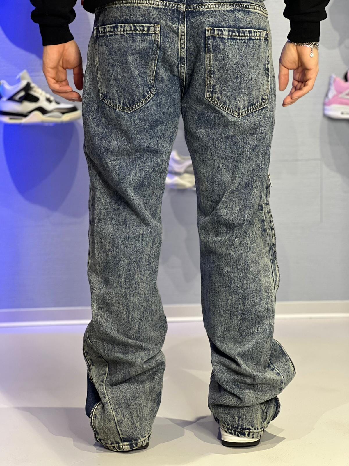 Jeans Flare con zip Denim
