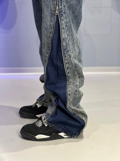 Jeans Flare con zip Denim