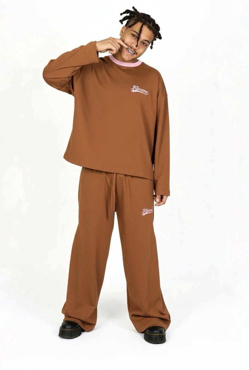 Coordinato Crewneck Logo Marrone