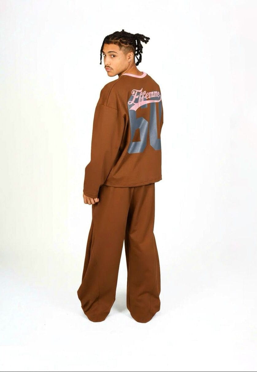 Coordinato Crewneck Logo Marrone