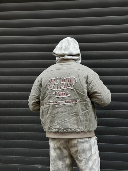 Giubbotto Bomber con Ricamo Sul Retro