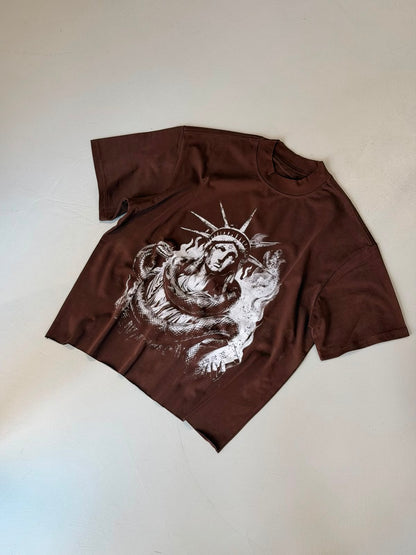 T-Shirt Crop "Liberty" a Taglio Vivo
