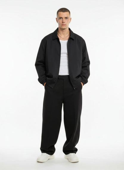 HYDO – Coordinato Nero con Giacca Leggera e Pantaloni Ampi