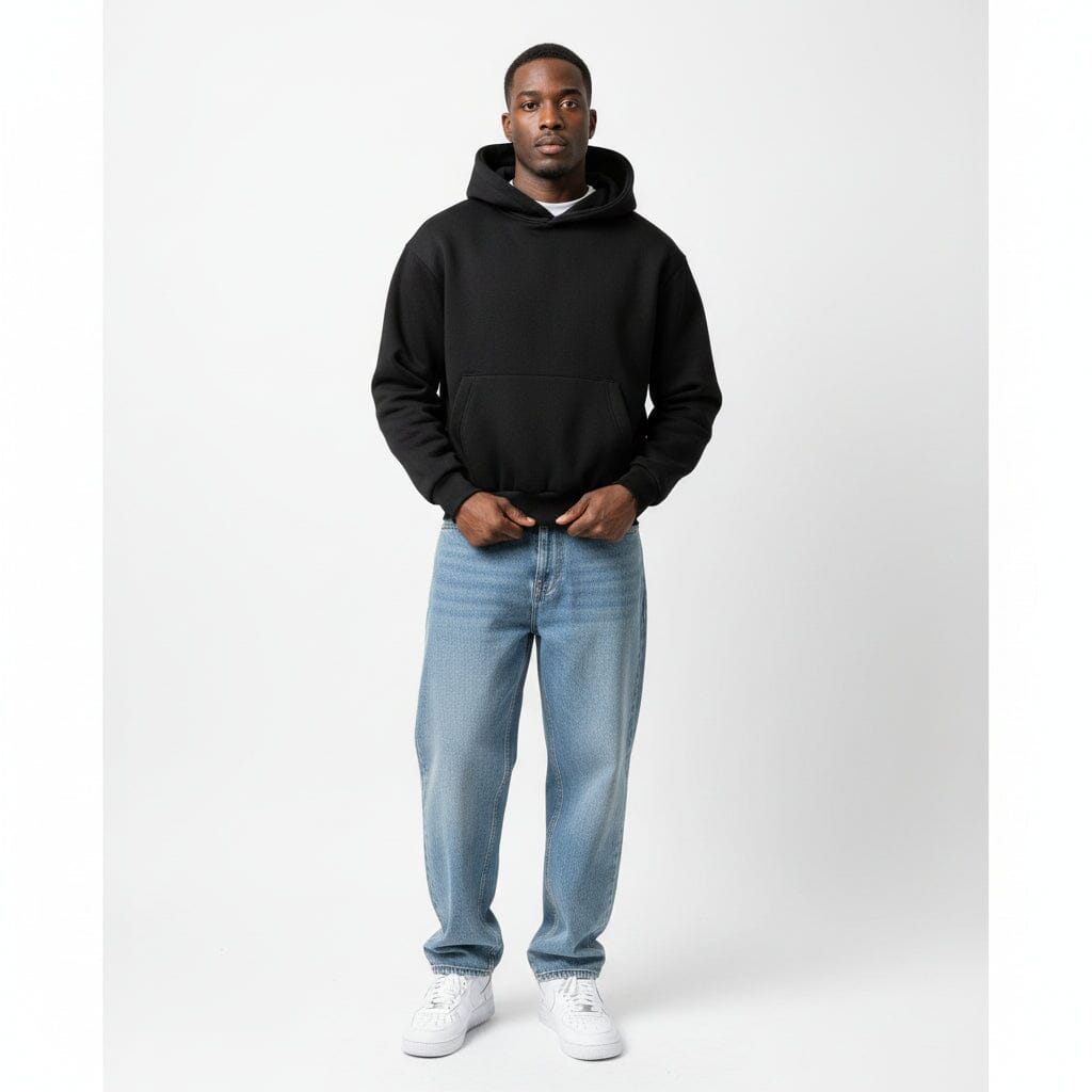 Felpa “Tupac” – Boxy Fit con Cappuccio Nera