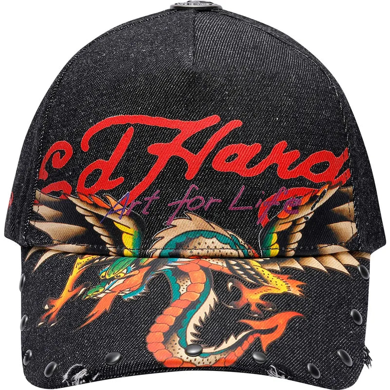 Ed Hardy Art For Life Acid Wash Black Cap