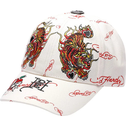 Ed Hardy Tiger Flames Beige Cap