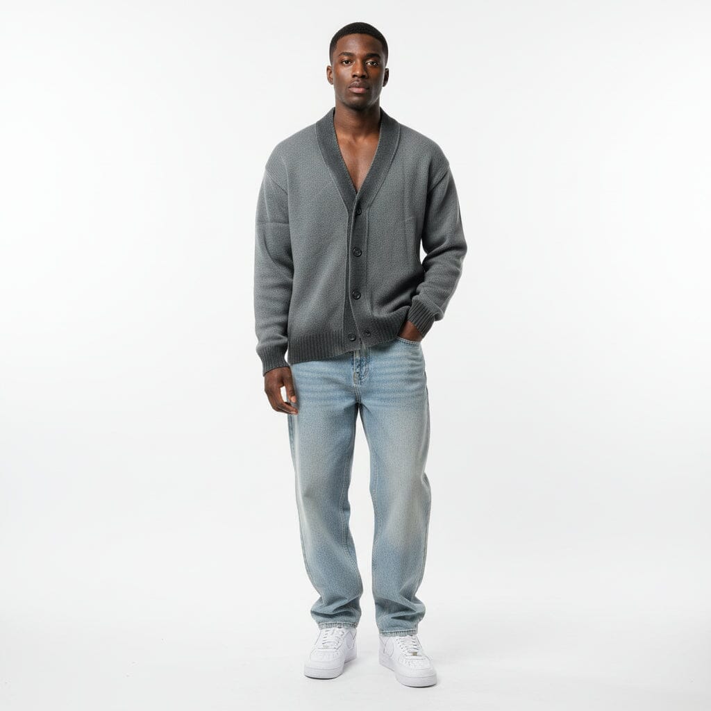 Cardigan Streetwear grigio sfumato