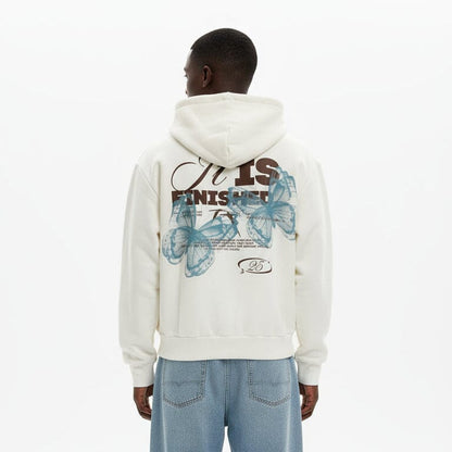 Felpa “Butterfly” – Boxy Fit con Cappuccio Bianca