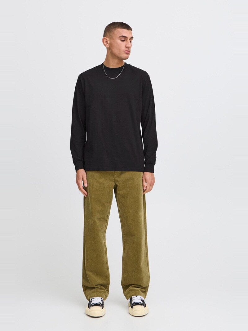 T-shirt Solid a Maniche Lunghe in Cotone – Black