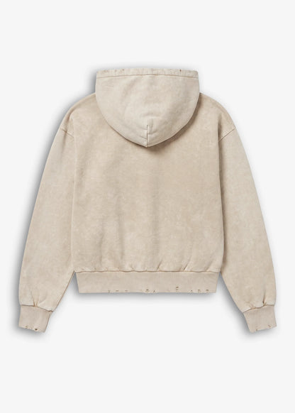 Felpa Zip Washed Beige Minimal Couture
