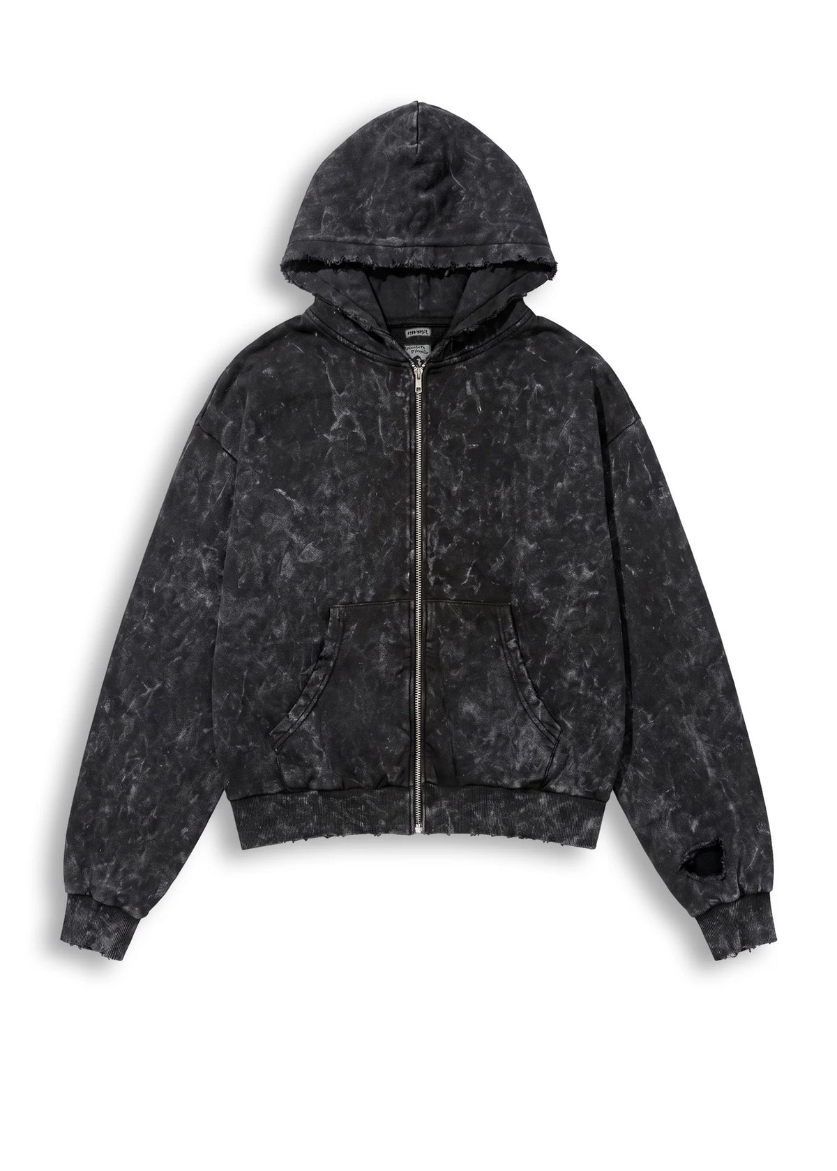 Felpa Zip Washed Nera Minimal Couture