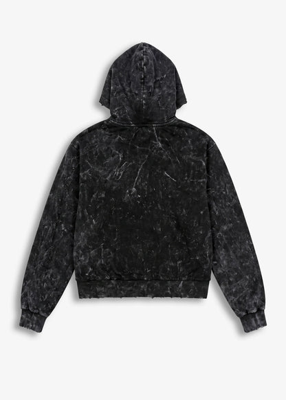 Felpa Zip Washed Nera Minimal Couture