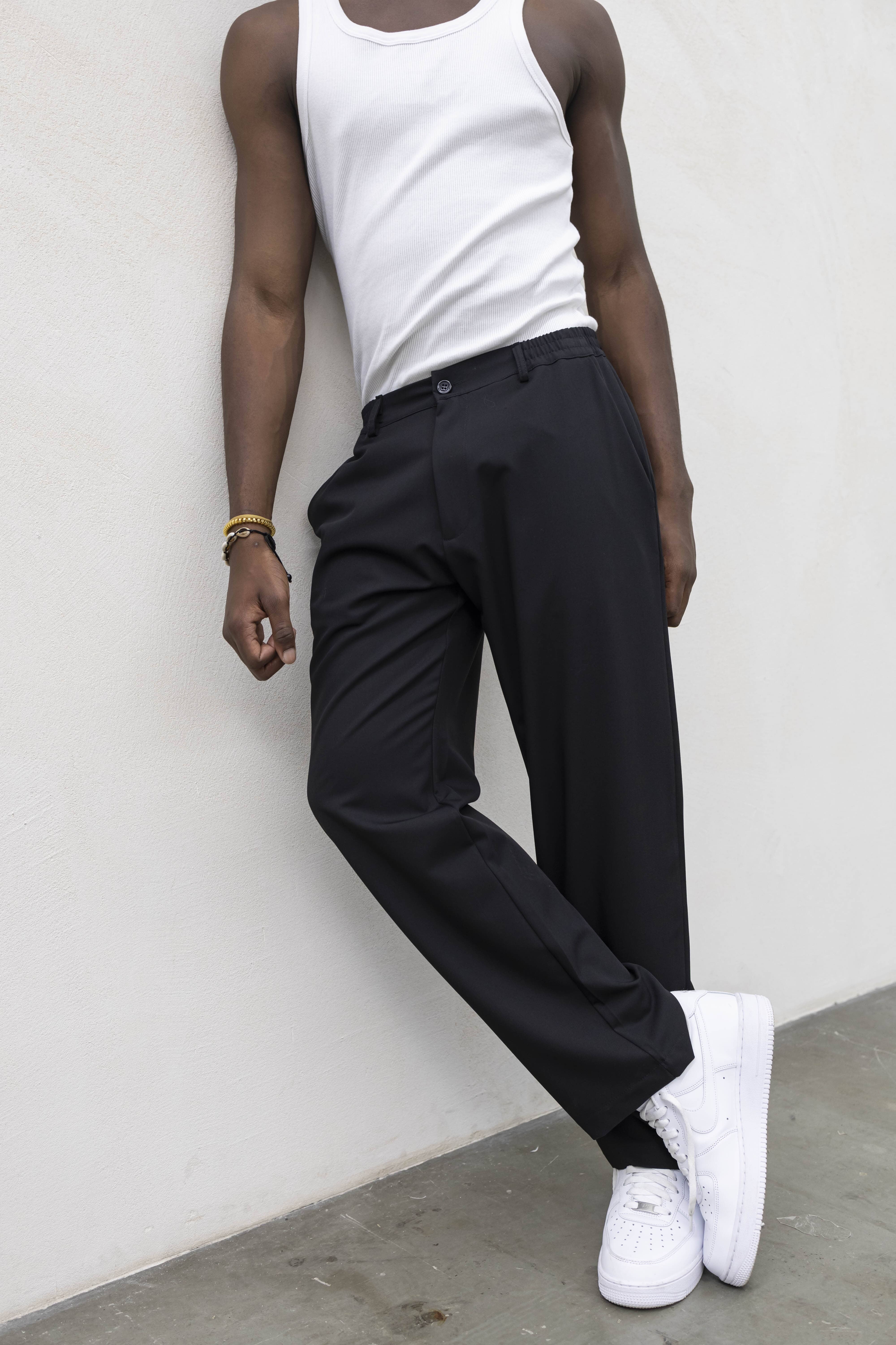 Pantaloni Uomo Eleganti Relaxed Fit – Nero Classico
