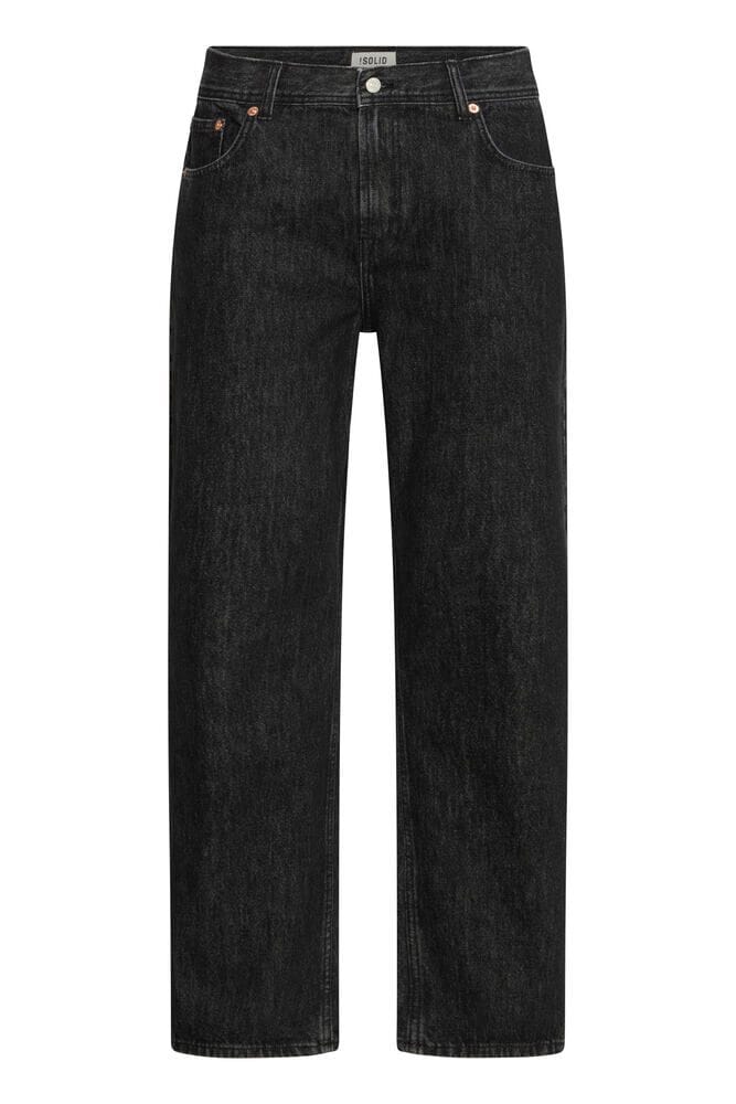 Jeans Solid Straight Fit in Denim Nero Lavato – Uomo