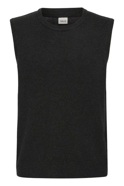 Gilet Solid in Maglia Girocollo - Nero