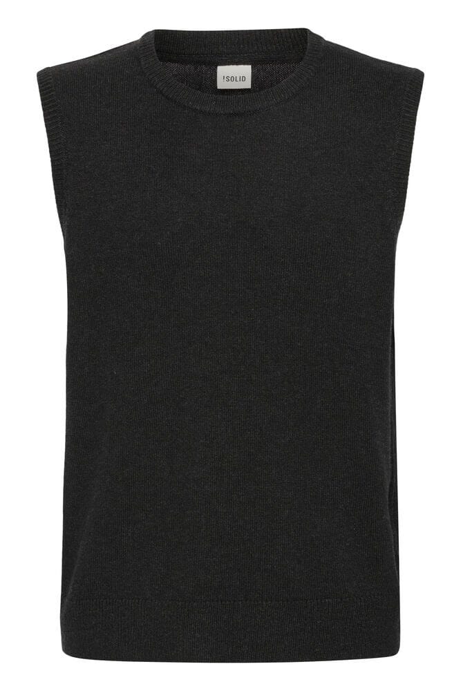 Gilet Solid in Maglia Girocollo - Nero