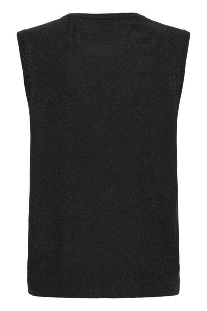 Gilet Solid in Maglia Girocollo - Nero