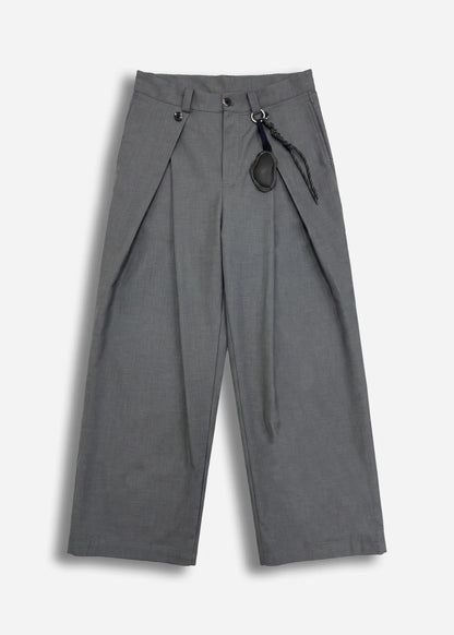Pantaloni Palzzo Doppia Pence Grigio Minimal Couture