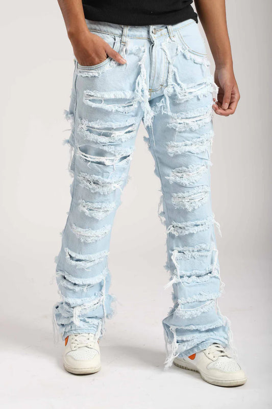 Jeans double 2.0 lavaggio chiaro con strappi- EFFEMME EXCLUSIVE LAB