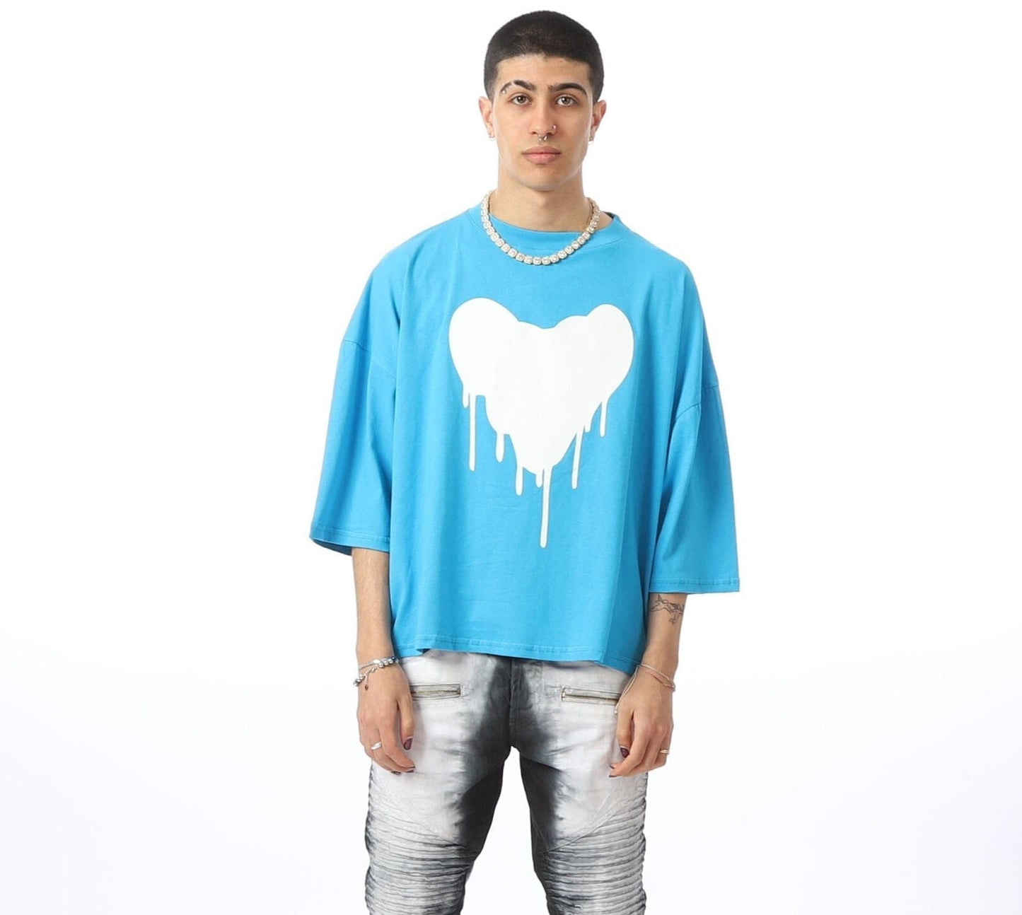T-shirt cropped tee heart - sky EFFEMME EXCLUSIVE LAB